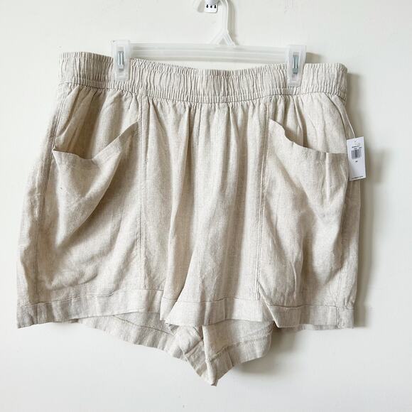 Old Navy High-Waisted Linen-Blend Utility Shorts Plus Size 4X Tan Lightweight - Picture 6 of 11